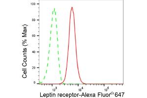 Flow cytometric analysis of Leptin receptor expression in HT- cells using Leptin receptor antibody (ABIN7799249), 1:2,000). (Rekombinanter Leptin Receptor Antikörper)
