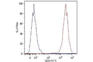 Flow Cytometry analysis Surface staining of Kg-1a human acute myelogenous leukemia cell line with anti-human CD34 (4H11[APG]) FITC. (CD34 Antikörper  (APC))