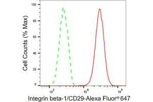 Flow cytometric analysis of Integrin beta-1/CD29 expression in HT- cells using Integrin beta-1/CD29 antibody (ABIN7799067), 1:2,000). (Rekombinanter ITGB1 Antikörper)