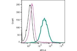 Cell surface detection of /LRRC4 by indirect flow cytometry in live intact human  monocytic leukemia cell line: + goat-anti-rabbit-APC. (LRRC4 Antikörper  (Extracellular))