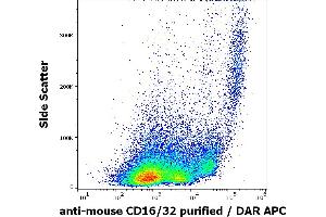 Flow cytometry surface staining pattern of rat splenocytes suspension stained using anti-mouse CD16/32 (93) purified antibody (concentration in sample 0. (CD32/CD16 Antikörper)