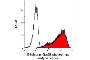 Flow Cytometry (FACS) image for anti-Selectin E (SELE) (AA 22-555) antibody (ABIN7795699) (Rekombinanter Selectin E/CD62e Antikörper  (AA 22-555))