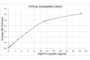 Typical Standard Curve for the Alpha B Crystallin ELISA Kit (Enzyme-Linked Immunosorbent Assay).