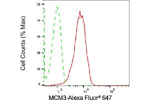 Flow cytometric analysis of MCM3 expression in HepG2 cells using MCM3 antibody (ABIN7799419), 1:2,000). (Rekombinanter MCM3 Antikörper)