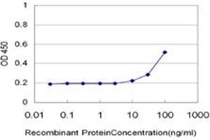Detection limit for recombinant GST tagged CAMK2D is approximately 10ng/ml as a capture antibody. (CAMK2D Antikörper  (AA 301-410))
