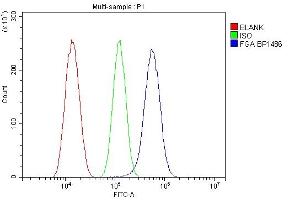 Flow Cytometry analysis of SiHa cells using anti-FGA antibody (ABIN7600004).