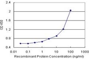 Sandwich ELISA detection sensitivity ranging from 3 ng/mL to 100 ng/mL.