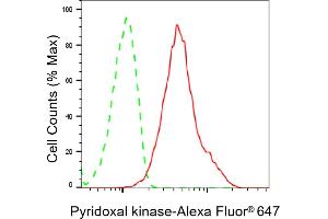 Flow cytometric analysis of Pyridoxal kinase expression in HepG2 cells using Pyridoxal kinase antibody (ABIN7800072), 1:2,000). (PDXK Antikörper)