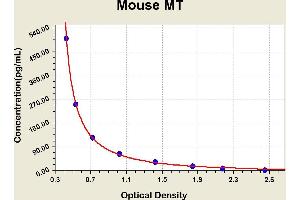 Diagramm of the ELISA kit to detect Mouse MTwith the optical density on the x-axis and the concentration on the y-axis.
