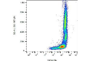 Flow cytometry analysis (surface staining) of human peripheral blood cells with anti-CD58 (MEM-63) PE. (CD58 Antikörper  (PE))