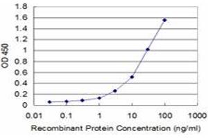 Detection limit for recombinant GST tagged PAEP is approximately 0. (PAEP Antikörper  (AA 53-162))