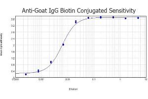 ELISA results of purified Donkey anti-Goat IgG antibody Biotin conjugated tested against purified Goat IgG. (Esel anti-Ziege IgG (Heavy & Light Chain) Antikörper (Biotin) - Preadsorbed)