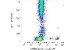 Flow cytometry analysis (surface staining) of human peripheral blood cells with anti-human CD19 (LT19) biotin. (CD19 Antikörper  (Biotin))