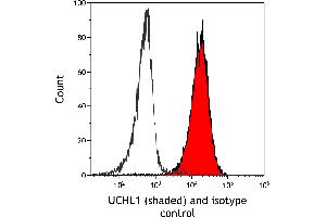 Flow Cytometry (FACS) image for anti-Ubiquitin Carboxyl-terminal Esterase L1 (Ubiquitin Thiolesterase) (UCHL1) (AA 50-100) antibody (ABIN7449527) (Rekombinanter UCHL1 Antikörper  (AA 50-100))