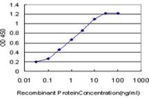 Detection limit for recombinant GST tagged NBR1 is approximately 0. (NBR1 Antikörper  (AA 2-96))