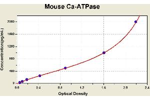 Diagramm of the ELISA kit to detect Mouse Ca-ATPasewith the optical density on the x-axis and the concentration on the y-axis. (Calcium ATPase At 60A (CA-P60A) ELISA Kit)