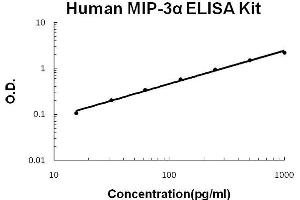 Human MIP-3 alpha/CCL20 PicoKine ELISA Kit standard curve
