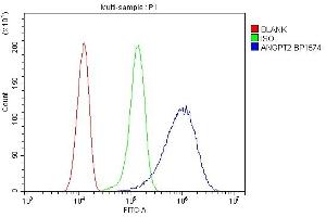 Flow Cytometry analysis of HeLa cells using anti-ANGPT2 antibody (ABIN7601450).