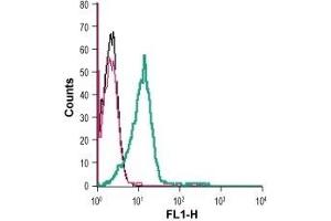 Cell surface detection of GPR132 in live intact human THP-1 monocytic leukemia cells: (black line) Cells. (G Protein-Coupled Receptor 132 Antikörper  (Extracellular))