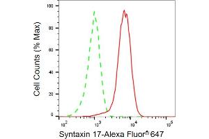 Flow cytometric analysis of Syntaxin 17 expression in HepG2 cells using Syntaxin 17 antibody (ABIN7800493), 1:2,000).