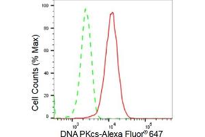 Flow cytometric analysis of DNA PKcs expression in HepG2 cells using DNA PKcs antibody (ABIN7800013), 1:2,000). (Rekombinanter PRKDC Antikörper)