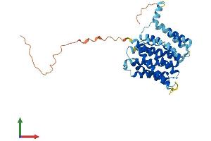 AlphaFold protein structure predicition of Mouse Recombinant Slc35e4 Protein, UniprotID Q8K3D6
