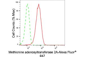 Flow cytometric analysis of Methionine adenosyltransferase 2A expression in HepG2 cells using Methionine adenosyltransferase 2A antibody (ABIN7799380), 1:2,000). (Rekombinanter MAT2A Antikörper)