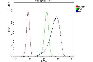 Flow Cytometry analysis of SiHa cells using anti-NR3C1 antibody (ABIN3043453).