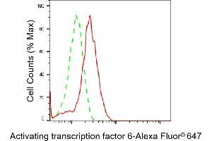 Flow cytometric analysis of Activating transcription factor 6 expression in HepG2 cells using Activating transcription factor 6 antibody (ABIN7797486), 1:2,000). (Rekombinanter ATF6 Antikörper)