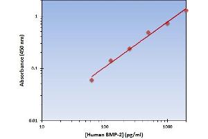 This is an example of what a typical standard curve will look like. (BMP2 ELISA Kit)