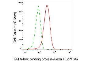 Flow cytometric analysis of TATA-box binding protein expression in HAP-1 cells using TATA-box binding protein antibody (ABIN7800514), 1:2,000). (TBP Antikörper)